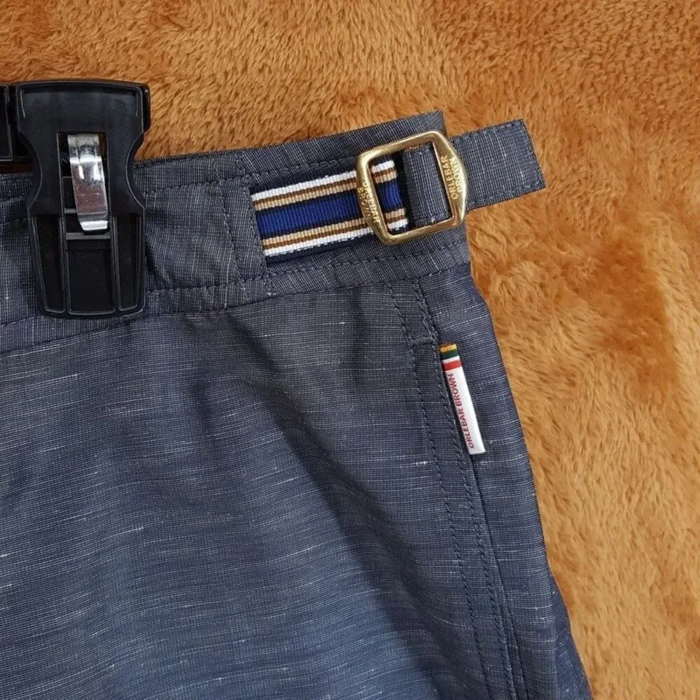ORLEBAR BROWN Swim Shorts Mens Size 40 Grey Bulldog Linen Tape River Blue Stripe